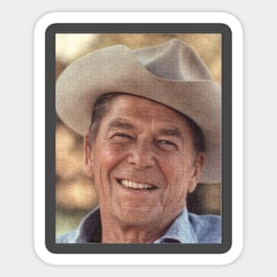 Ronald Reagan Cowboy Photo Daub Effect Sticker